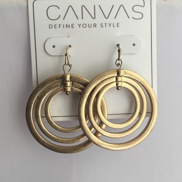 Canvas Multi-Circle Drop Earrings (G1) - Picture 2 of 5